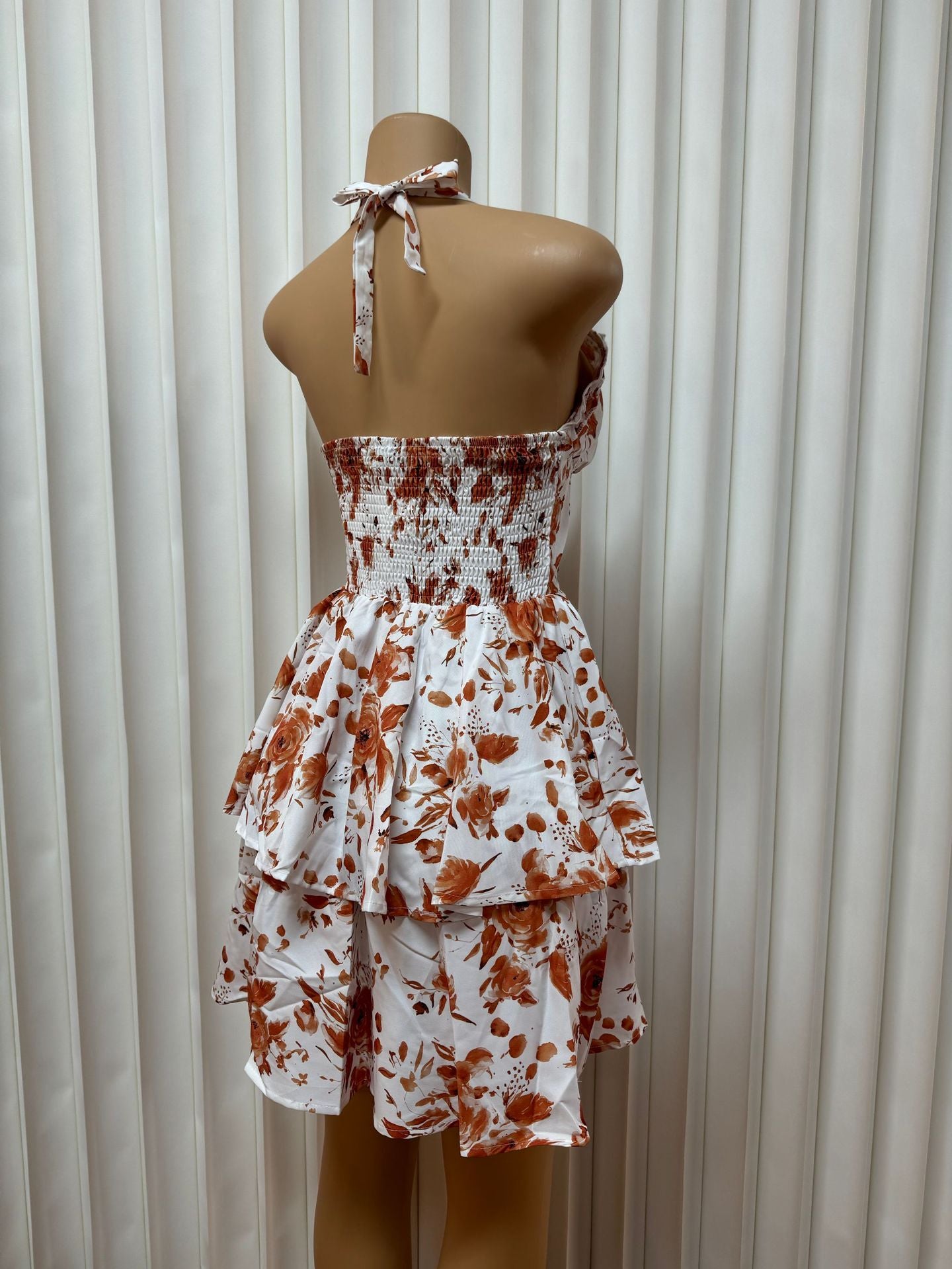 Printed Halter Neck Low-Cut Sexy Lace-Up Low-Back Dress for Women 9