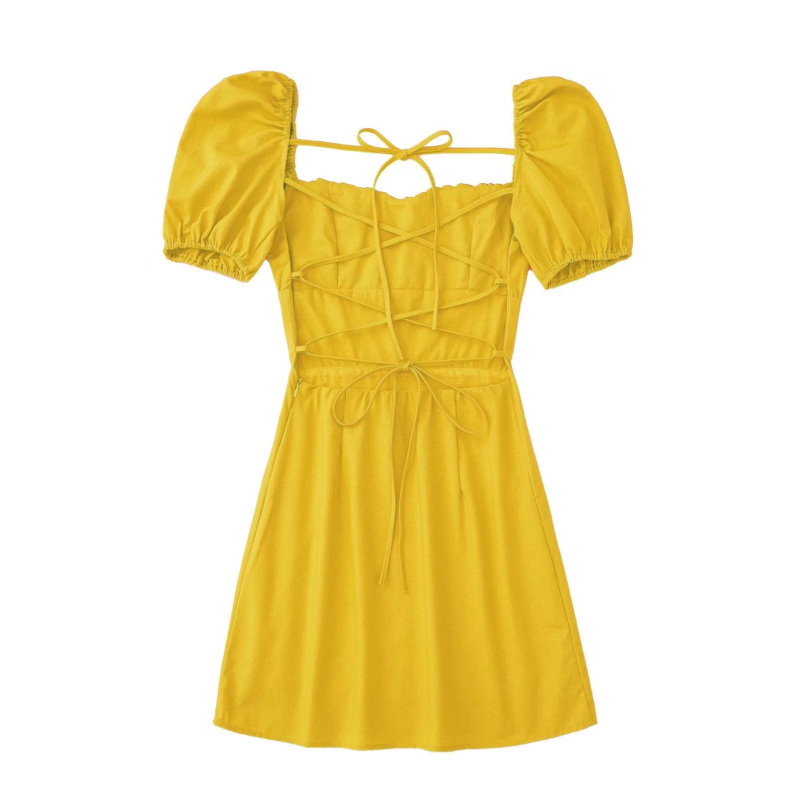 Women Square Neck Short Sleeve Dress 14