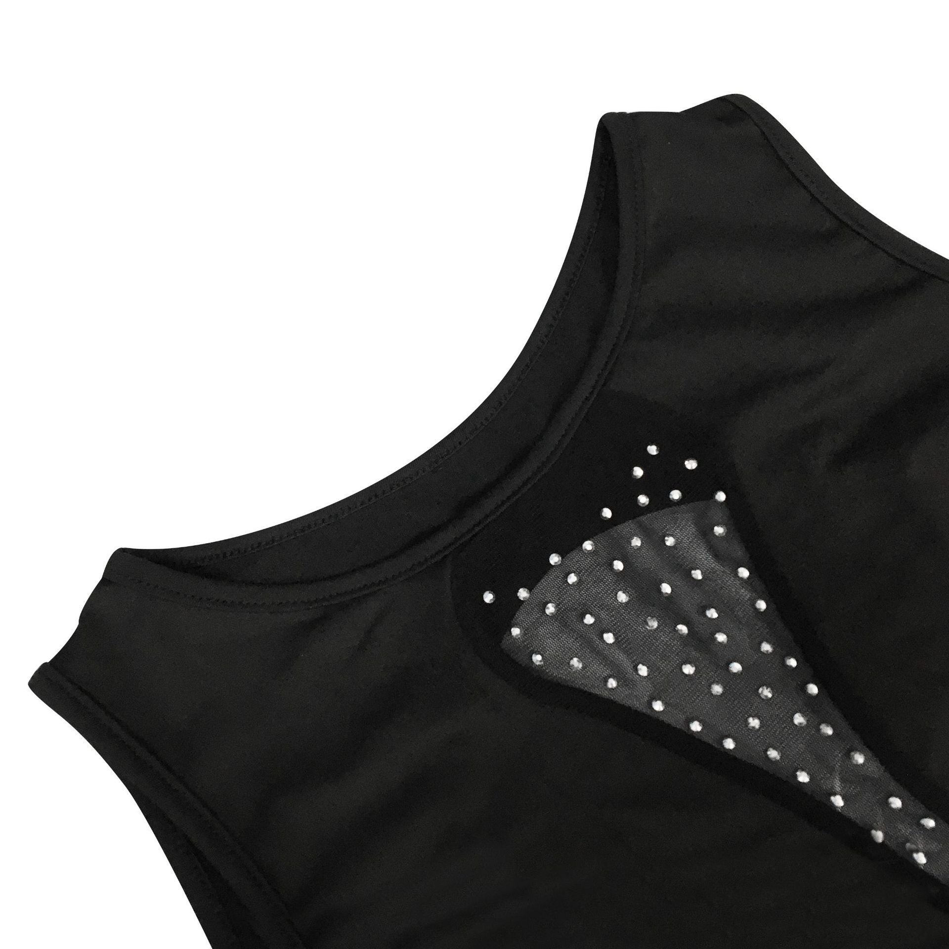 Women Sexy Beaded Mesh See-Through Sleeveless Backless Maxi Dress 13