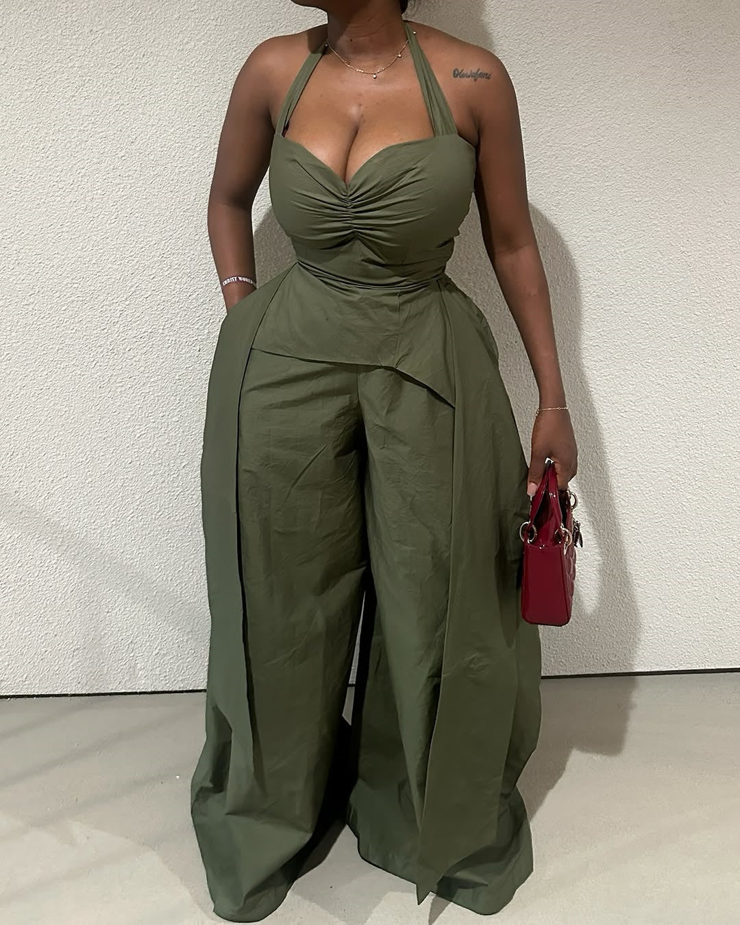 Women Summer Sexy Halter Neck V-Neck Irregular Sleeveless Top Pants Two Piece Set 3