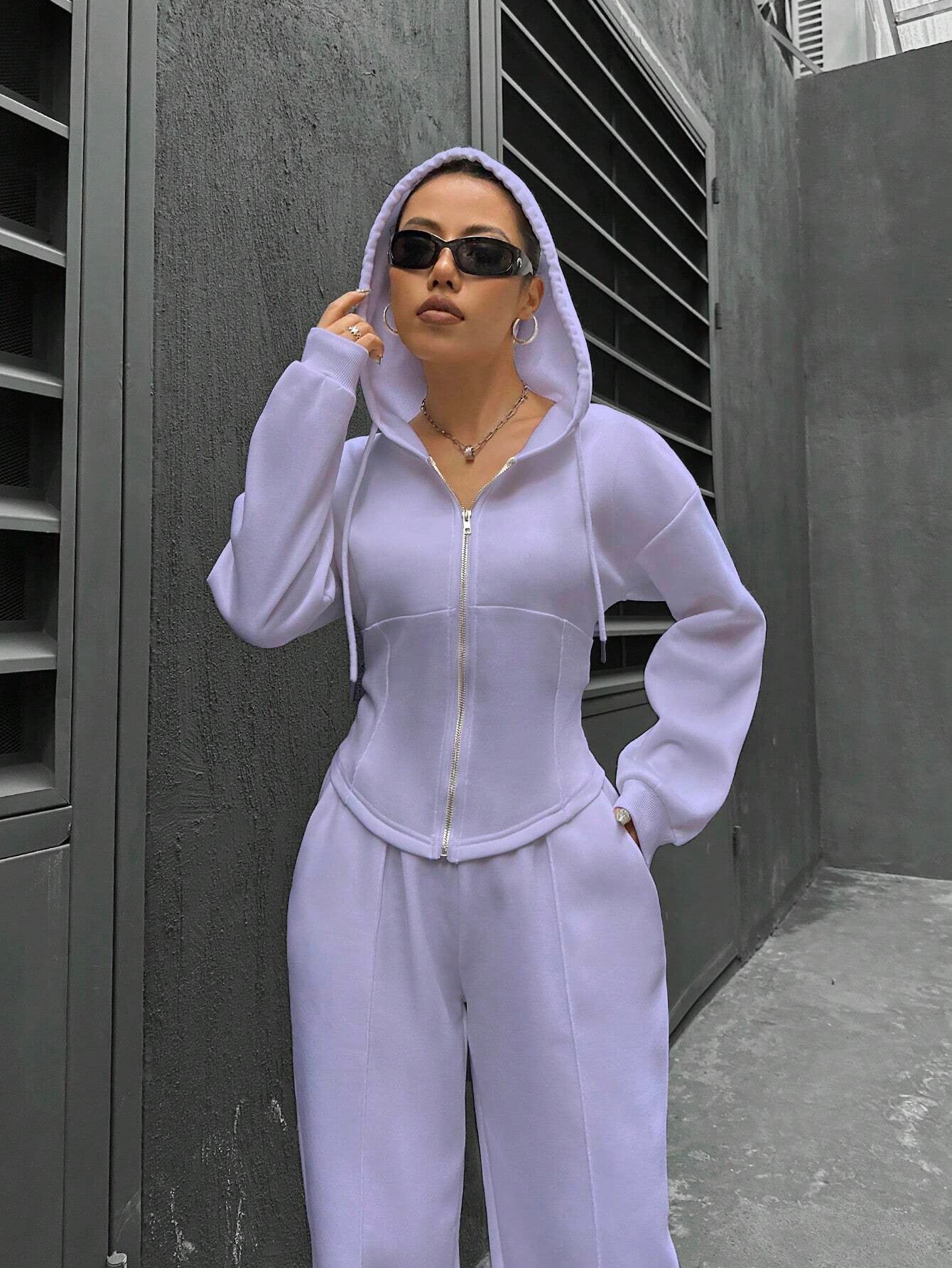 Women Casual hooded Top and Pants two-piece set 11