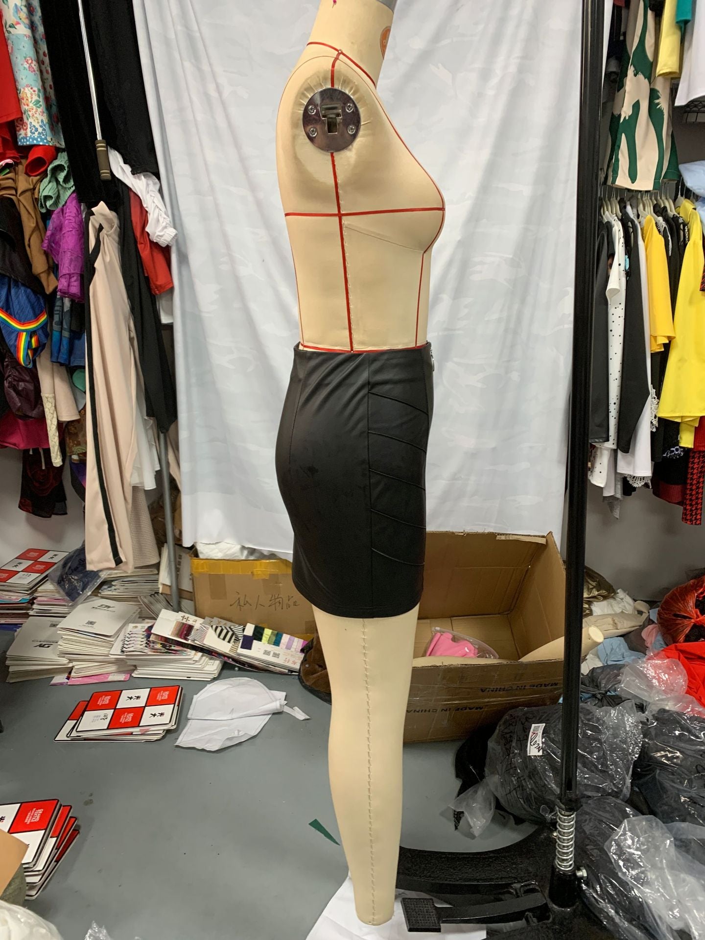 Summer Women Sexy High Waist Zipper Black Bodycon PU Leather Skirt 8