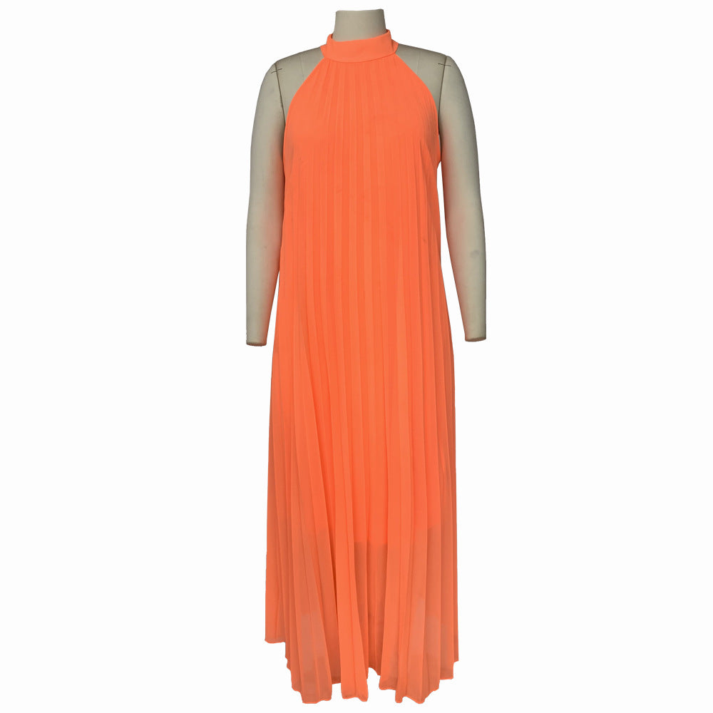 Women Pleated Loose Sleeveless Dress 18
