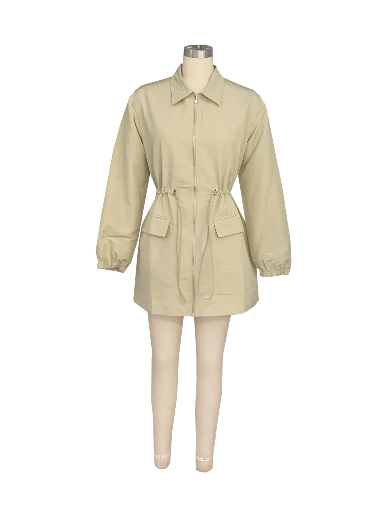 Spring Autumn drawstring Slim Waist fashion loose Casual Cargo dress 12