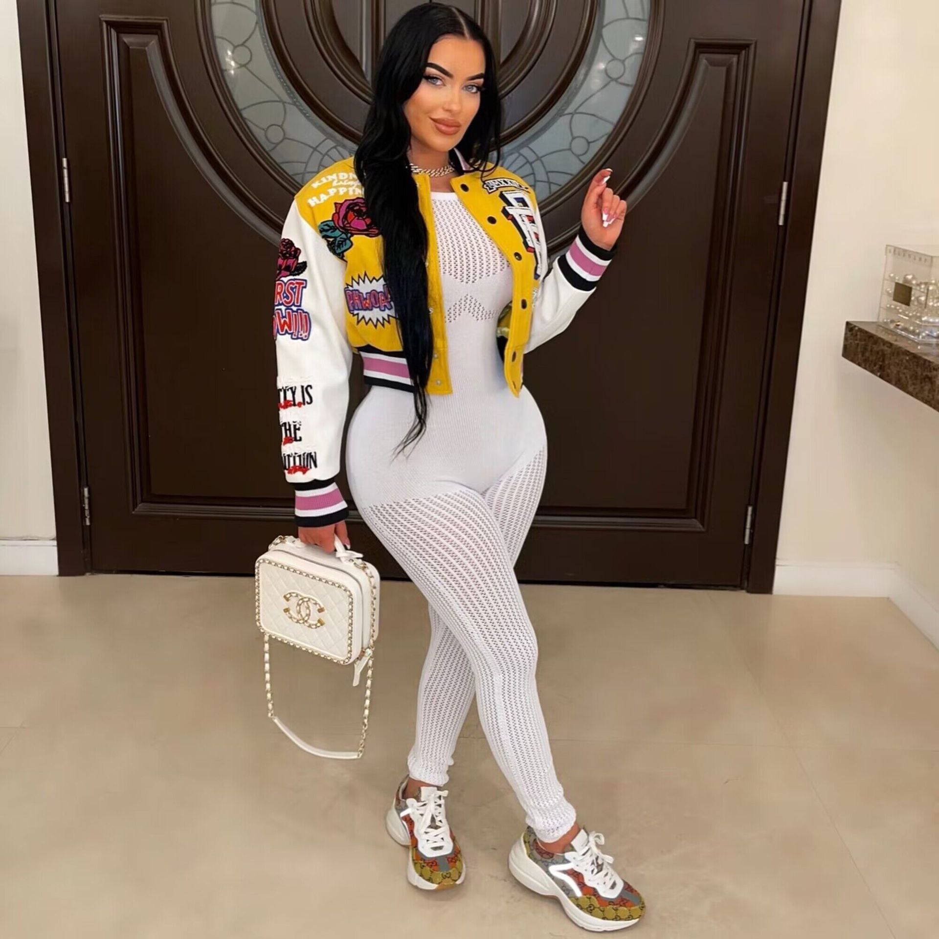 Autumn And Winter Positioning Print Baseball Jacket 5