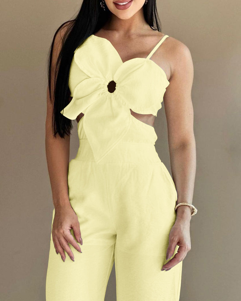 White Floral Strap Jumpsuit 7