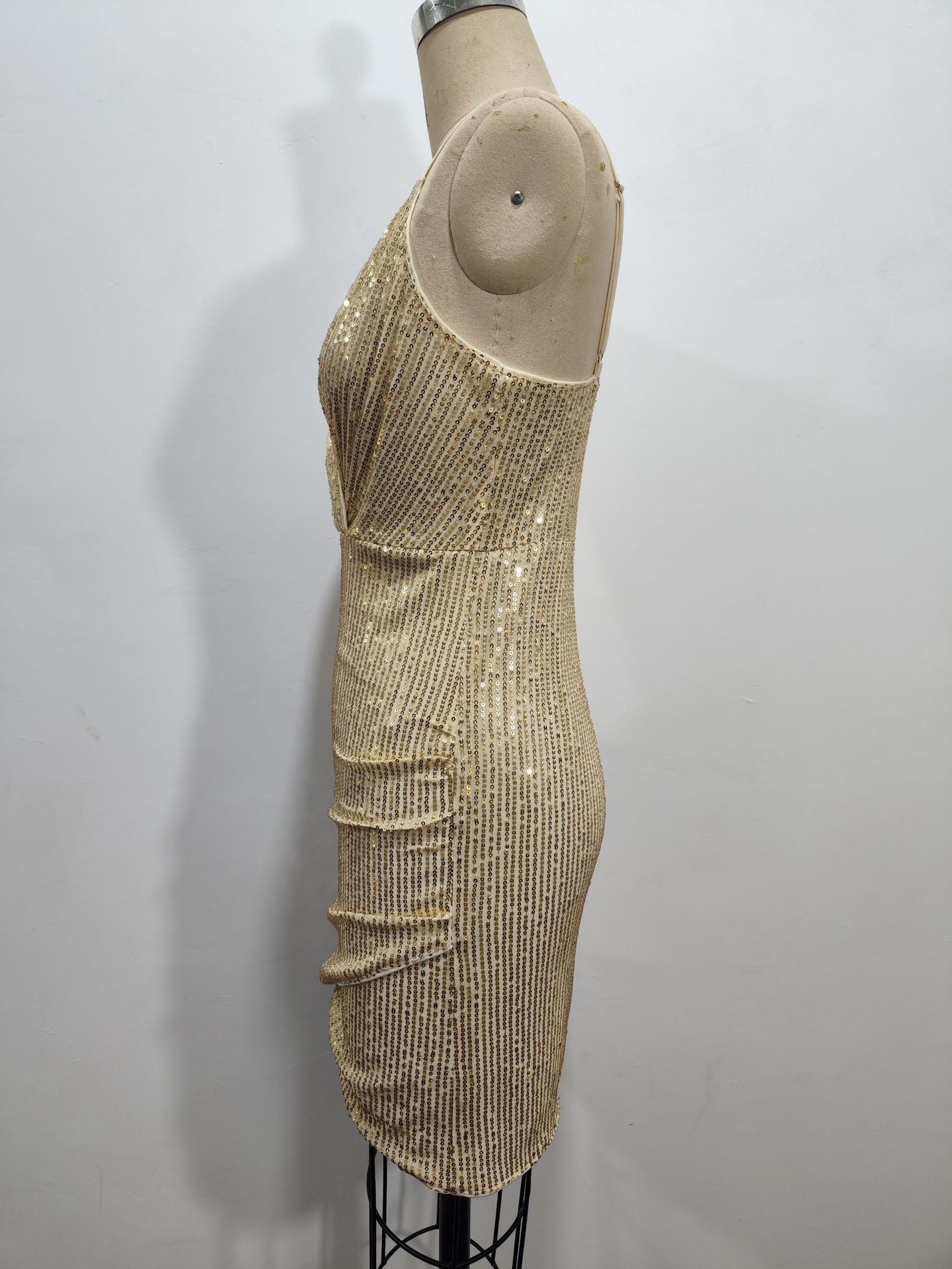 Women 's Sexy Strap Wrap Neck Sequin Party Dress 11