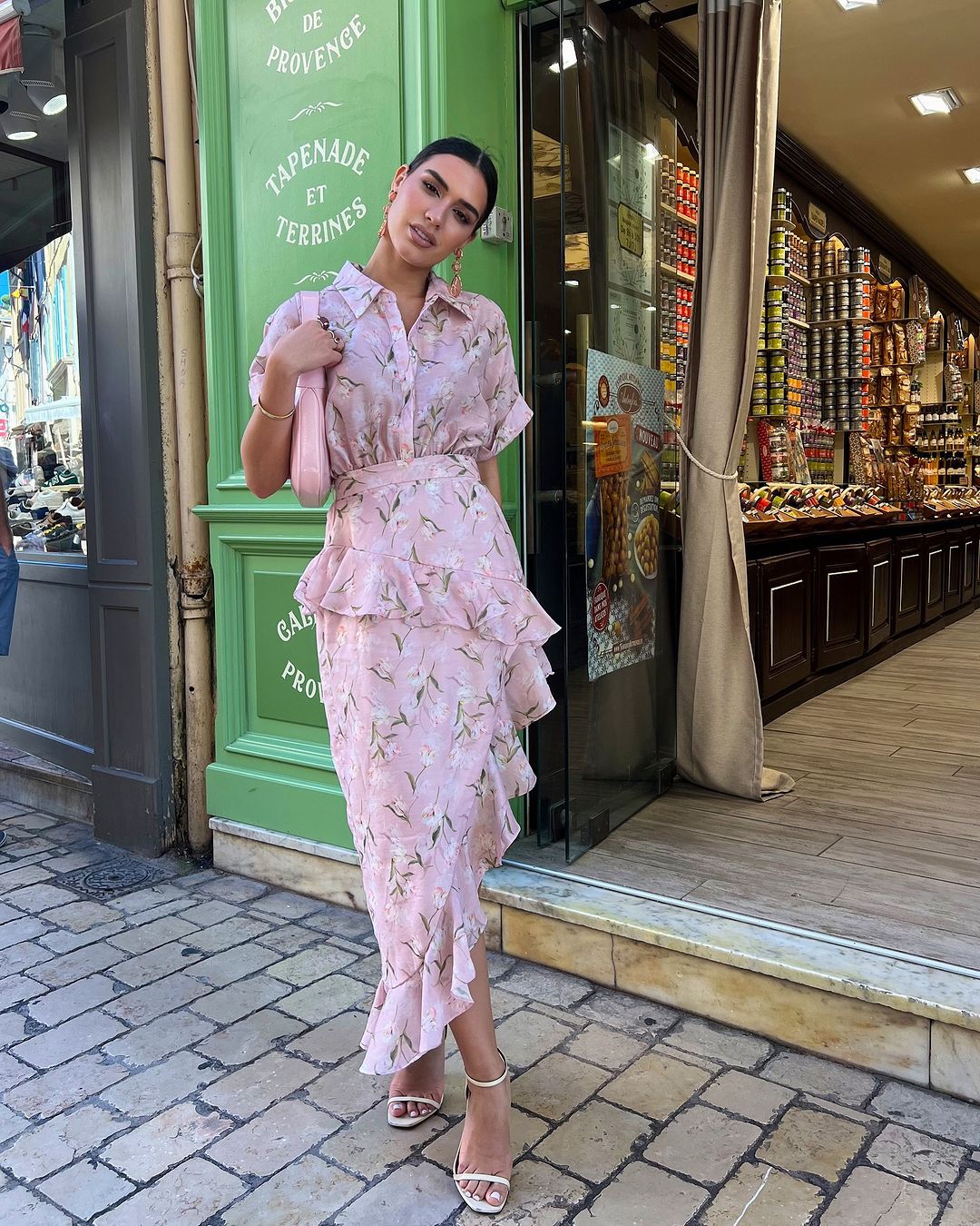 Women Printed ruffled, irregular, sexy dress