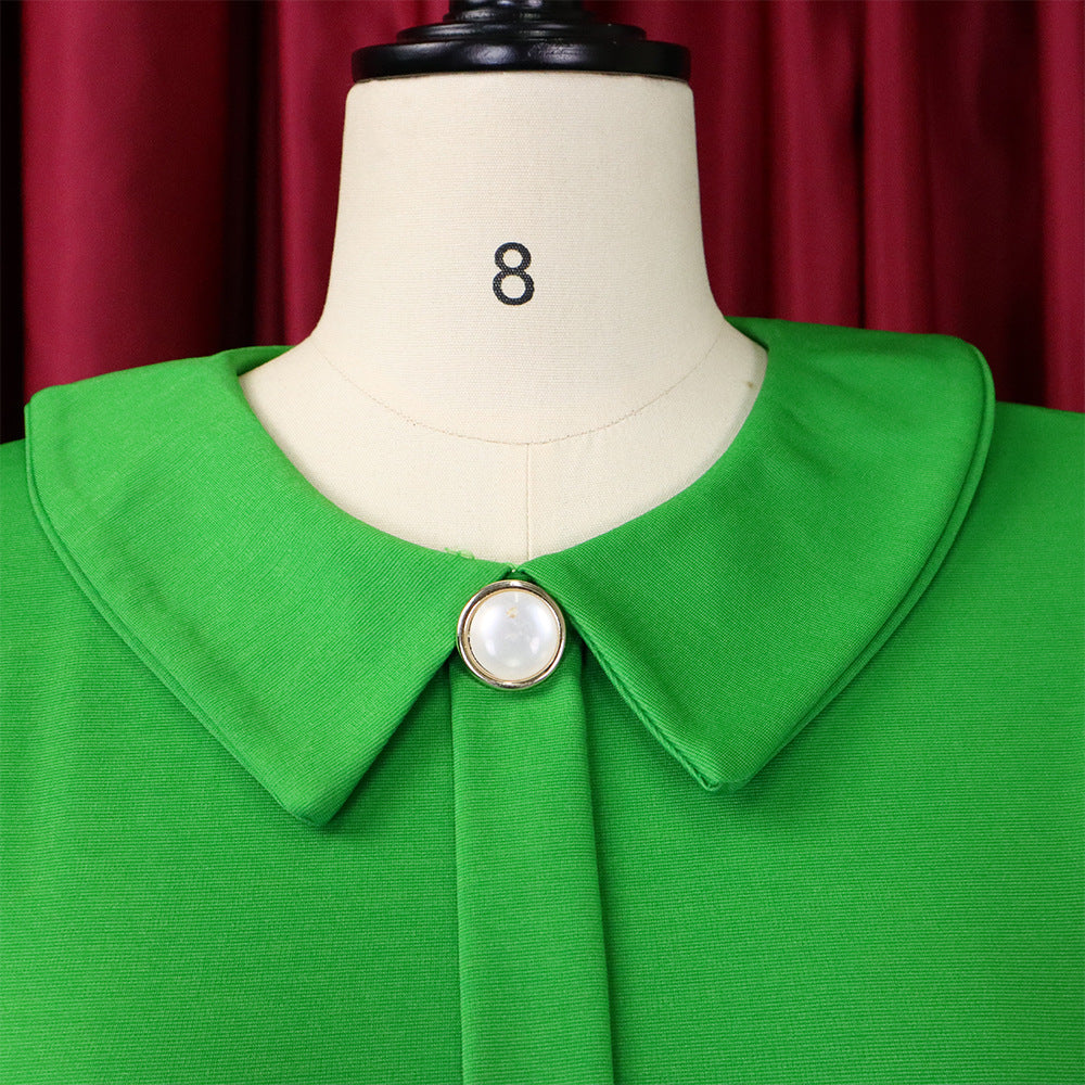 Women'S Fall/Winter Mesh And Pleated Plus Size Ol Chic Career Dress 19