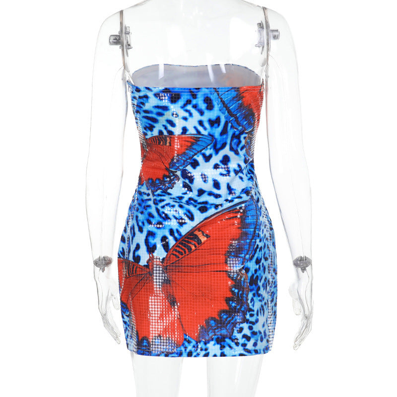 Women Sexy Sequin Strapless Bodycon Dress 10