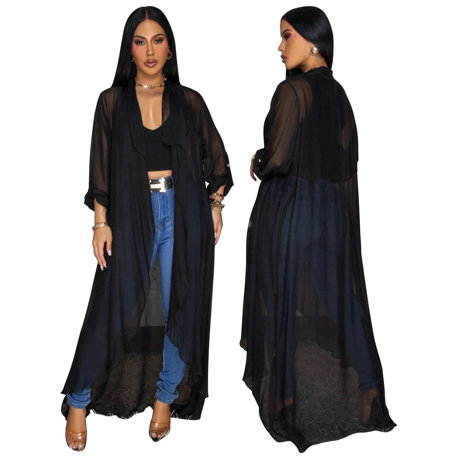 Women's Casual Chiffon Long Shirt Sun Protection Jacket 3