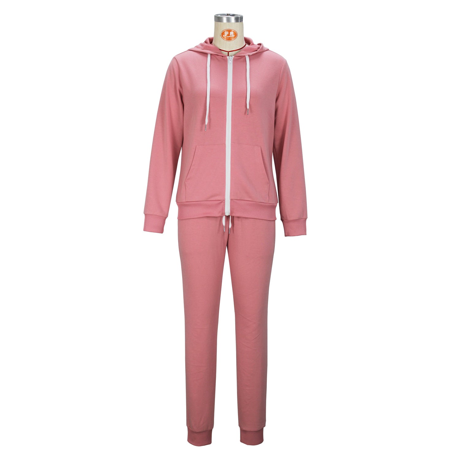 Spring, Autumn And Winter Women's Fashion Solid Color Hooded Top Pants Casual Set