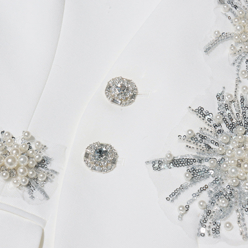 Women rhinestone design Solid Blazer 17