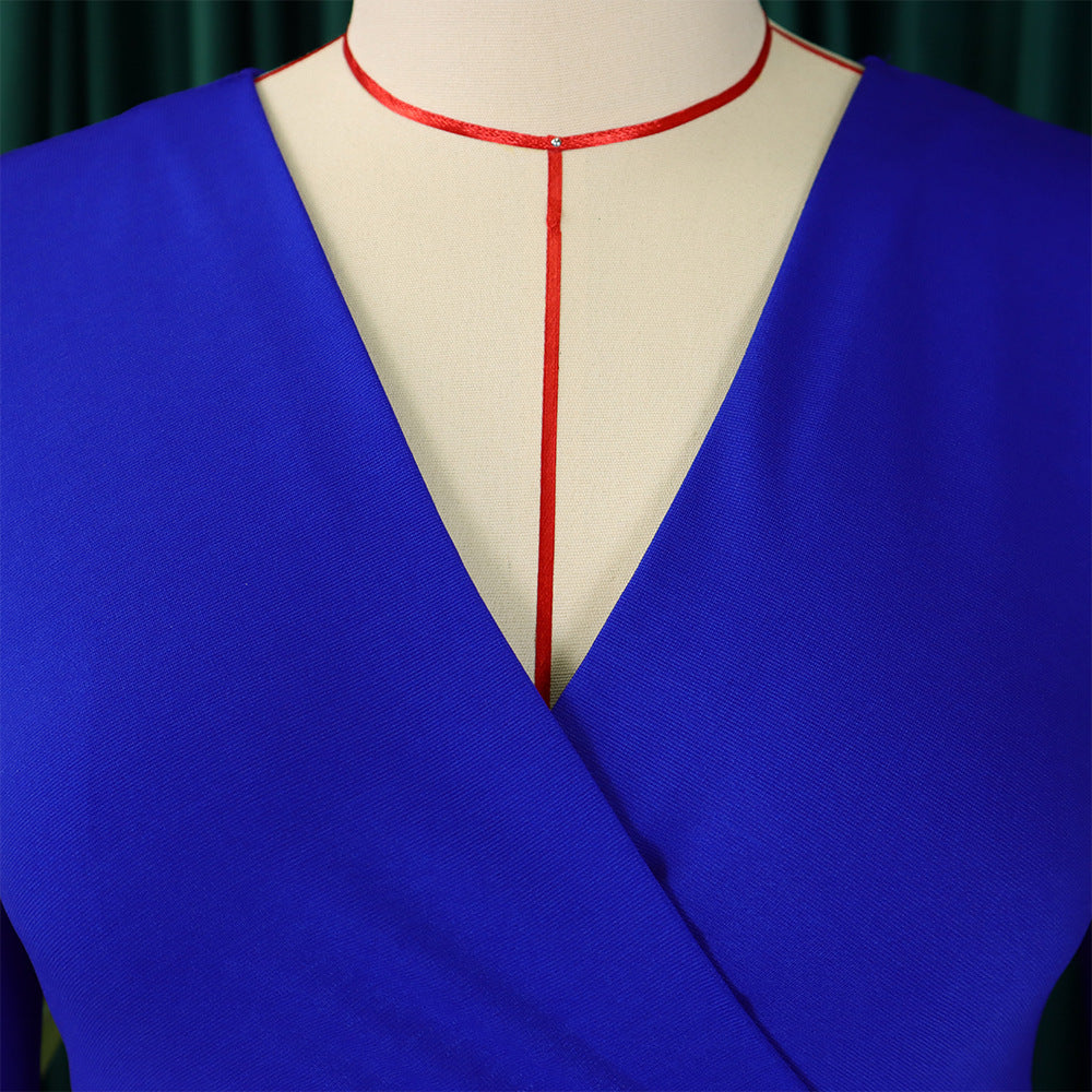 Women's V Neck Chic Bodycon OL Career Africa Plus Size Dress 30