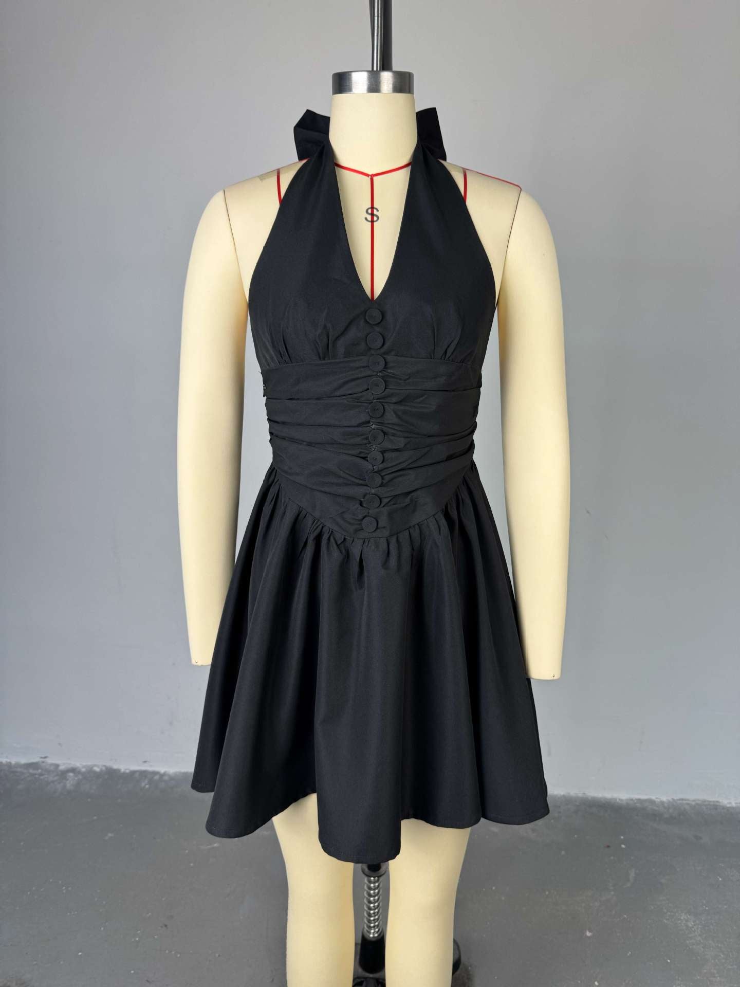 Summer Chic V-Neck Halter Tie Back A-line Midi Dress