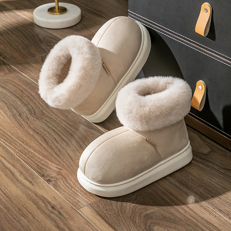 Thick-Soled Fleece Slippers For Women In Winter Plus Velvet Indoor Home Bag And Confinement Cotton Shoes 6