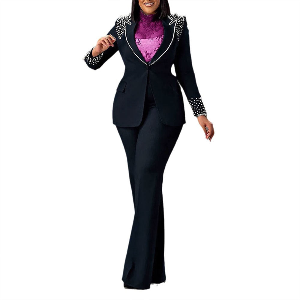 Pearl Long Sleeve Slim Blazer Pants Two-Piece Suit 8