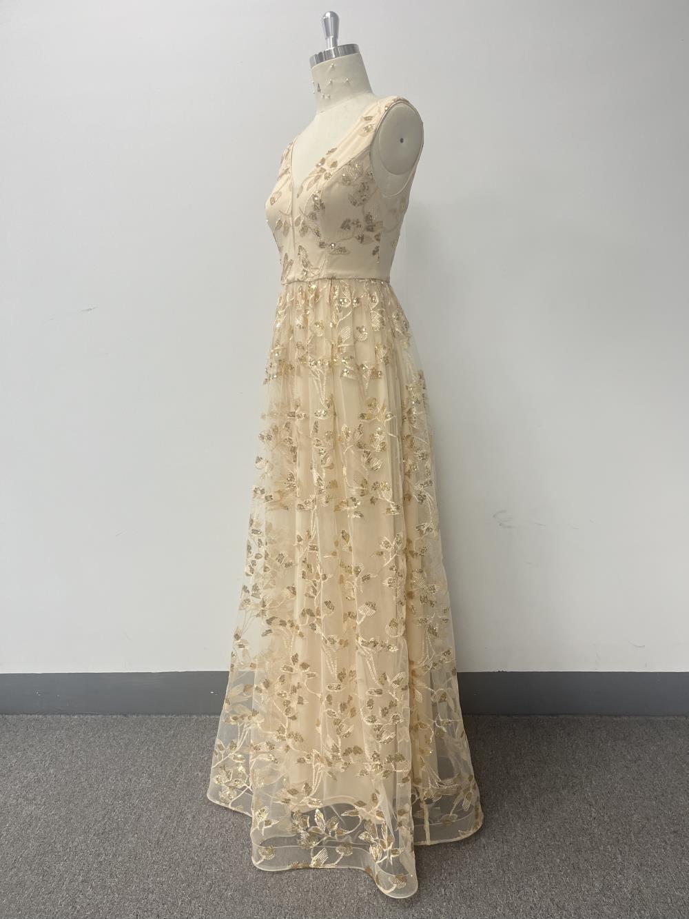 Women sleeveless double v-neck mesh print zipper dress 14