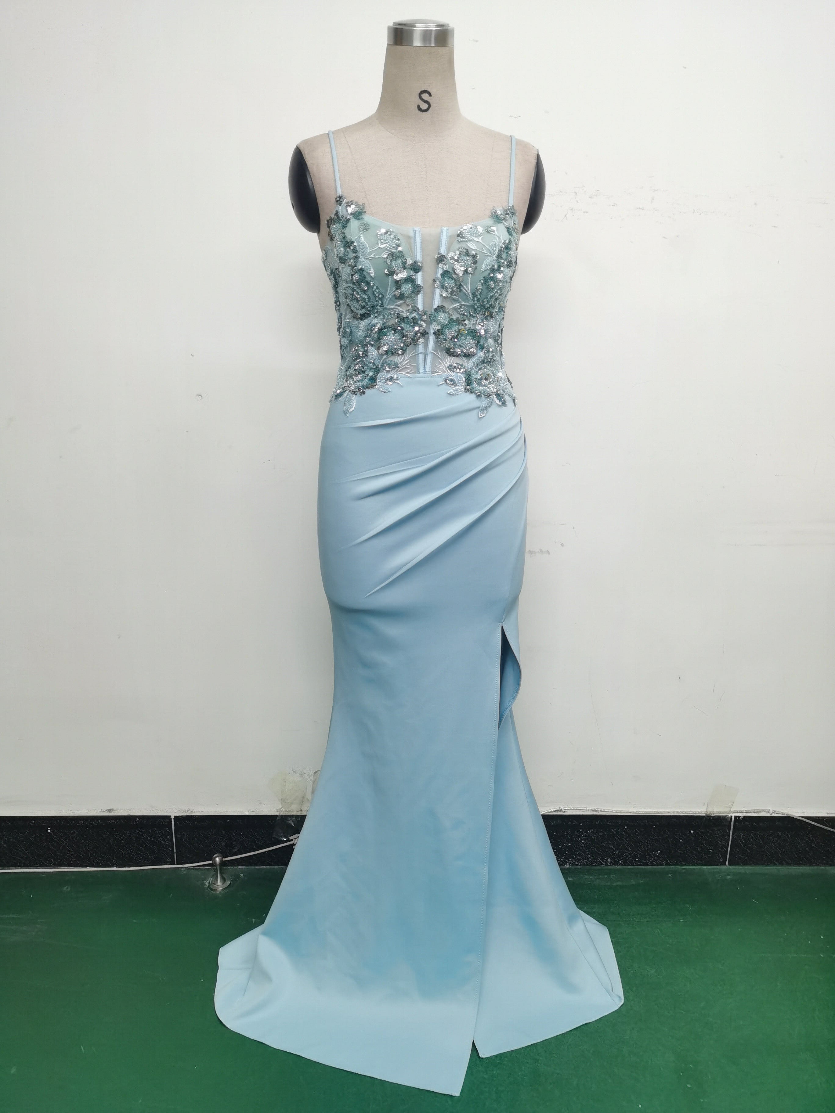 Women Fishbone Lace-Up Sequin Embroidery Formal Formal Party Evening Dress 33