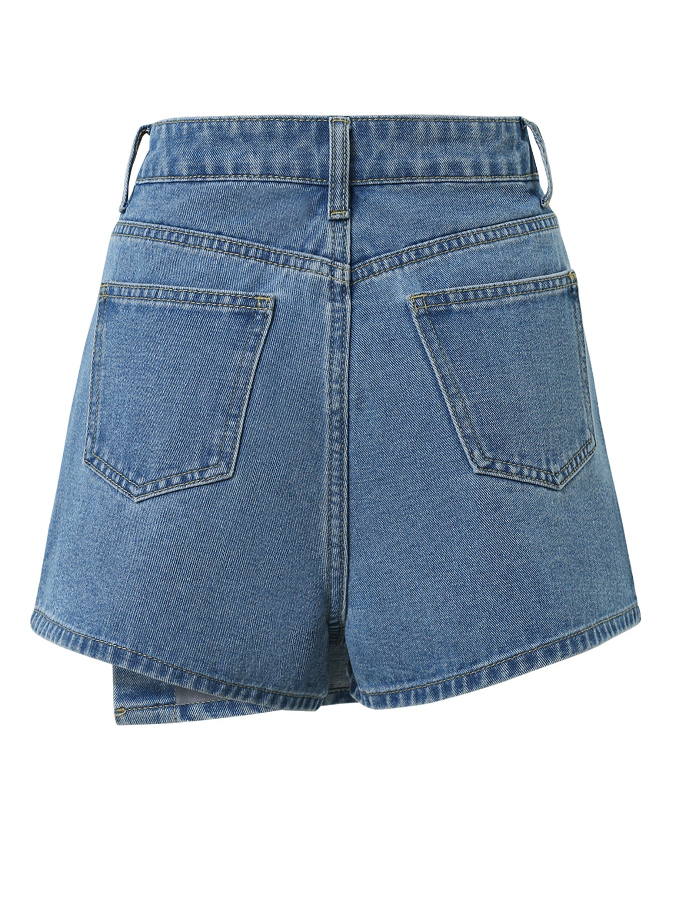 Women Multi-Color Floral Print Asymmetric Denim Skirt 3