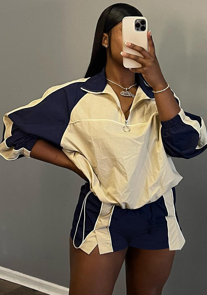 Women's Fashion Casual Multicolor Colorblock Two-Piece Set