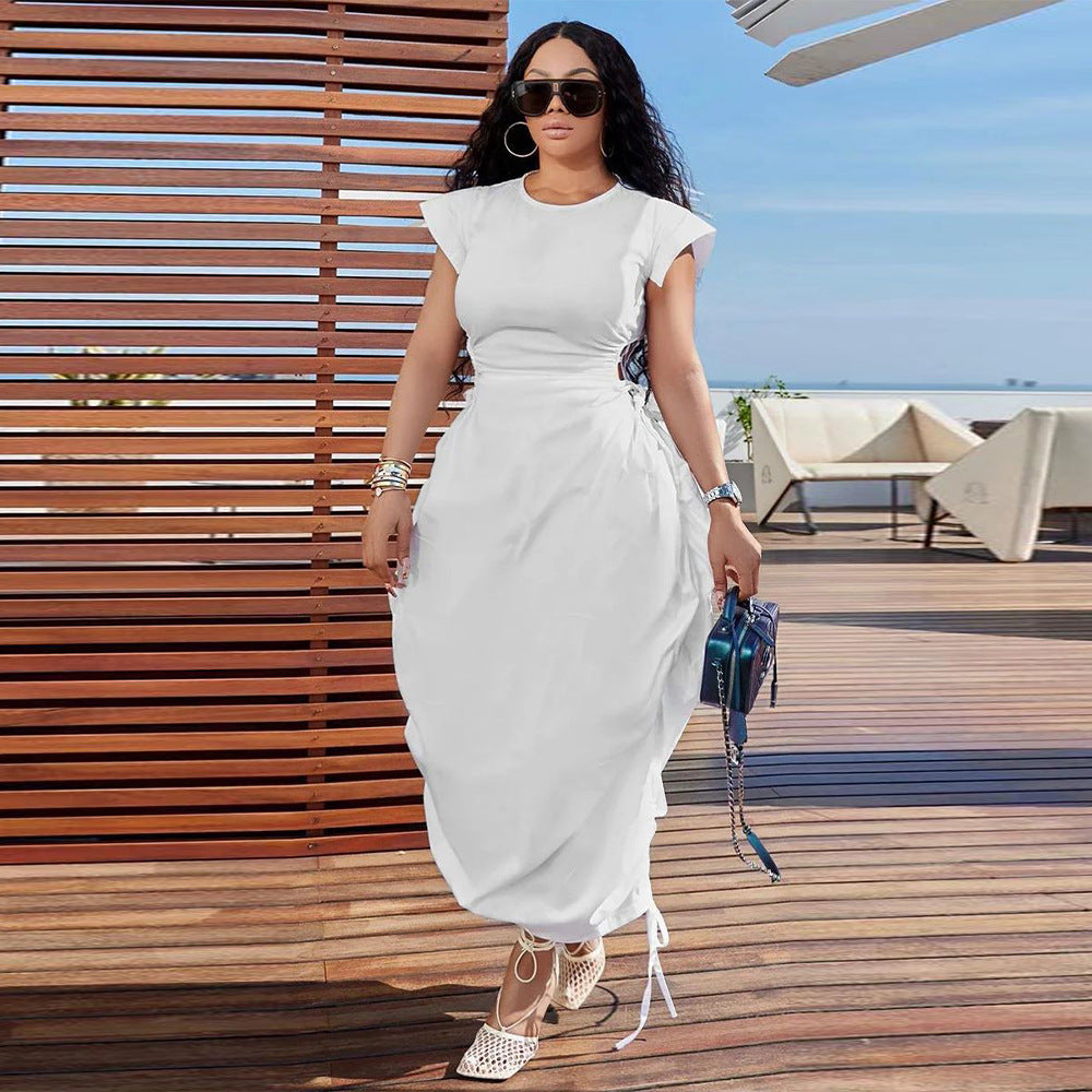 Summer Women Round Neck Solid Dress 21