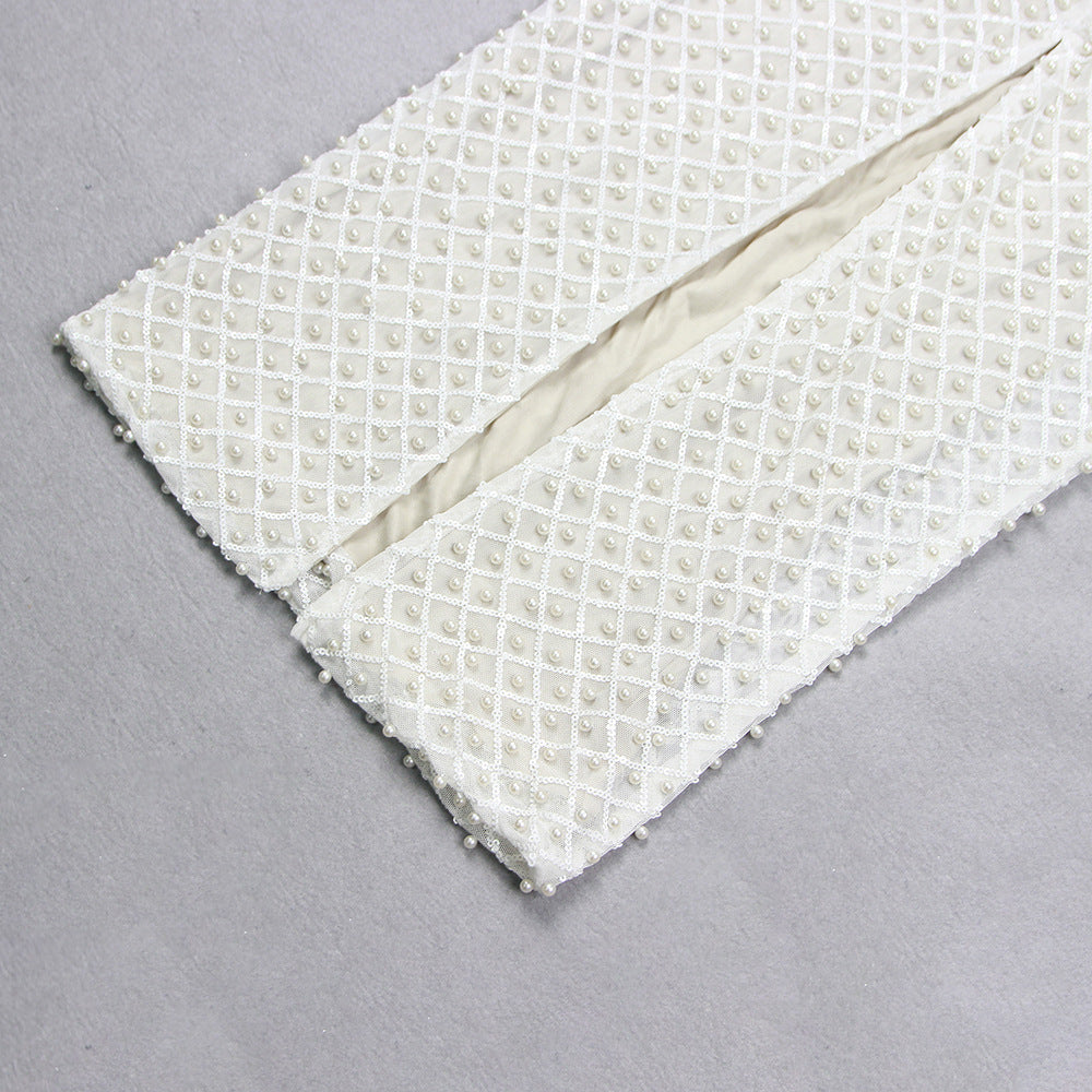 Women Sexy Strapless Beaded Dress 12