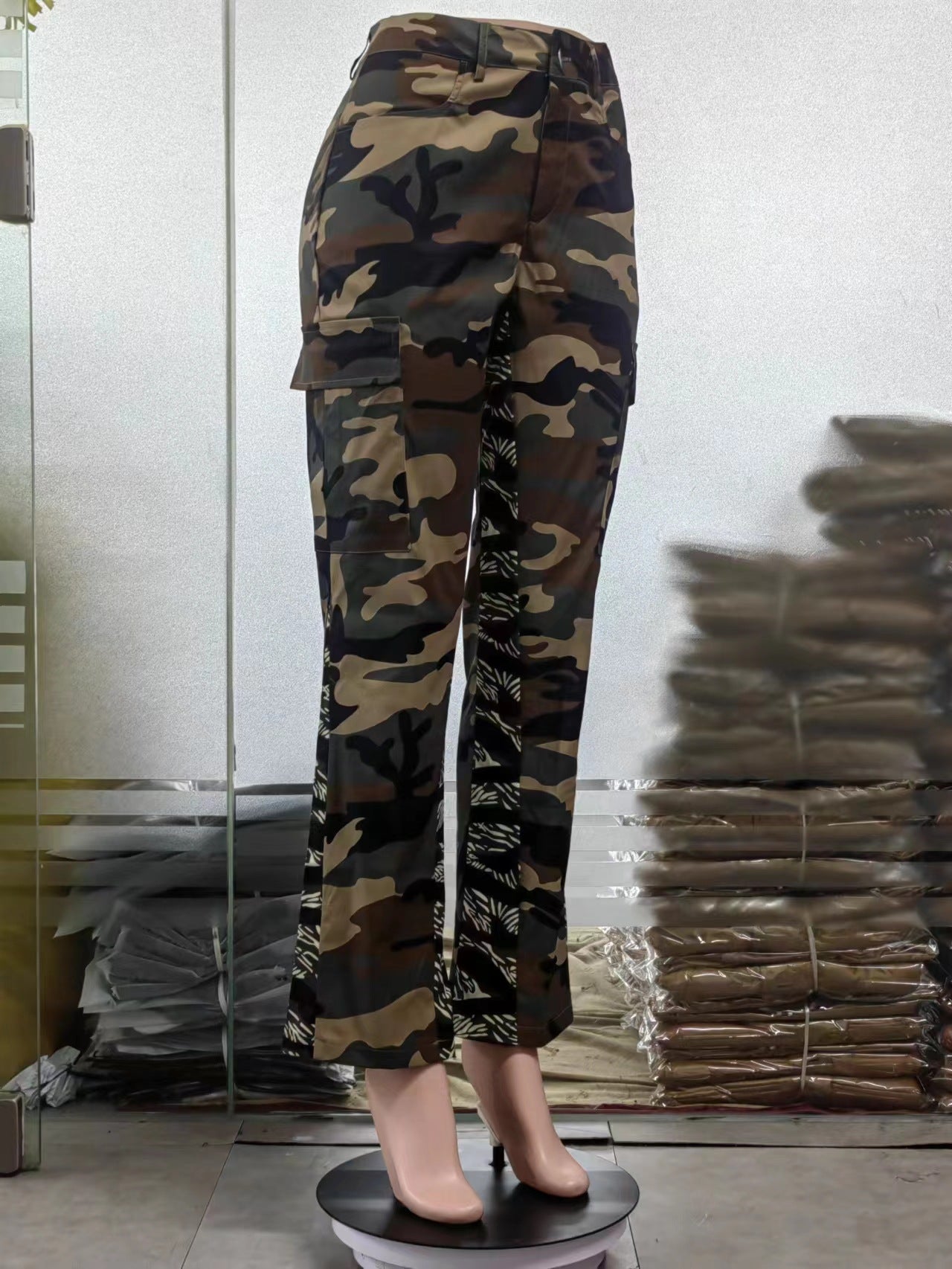 Women's Spring Summer Camouflage Sexy Slim Fit Casual Zip Pocket Cargo Pants 9