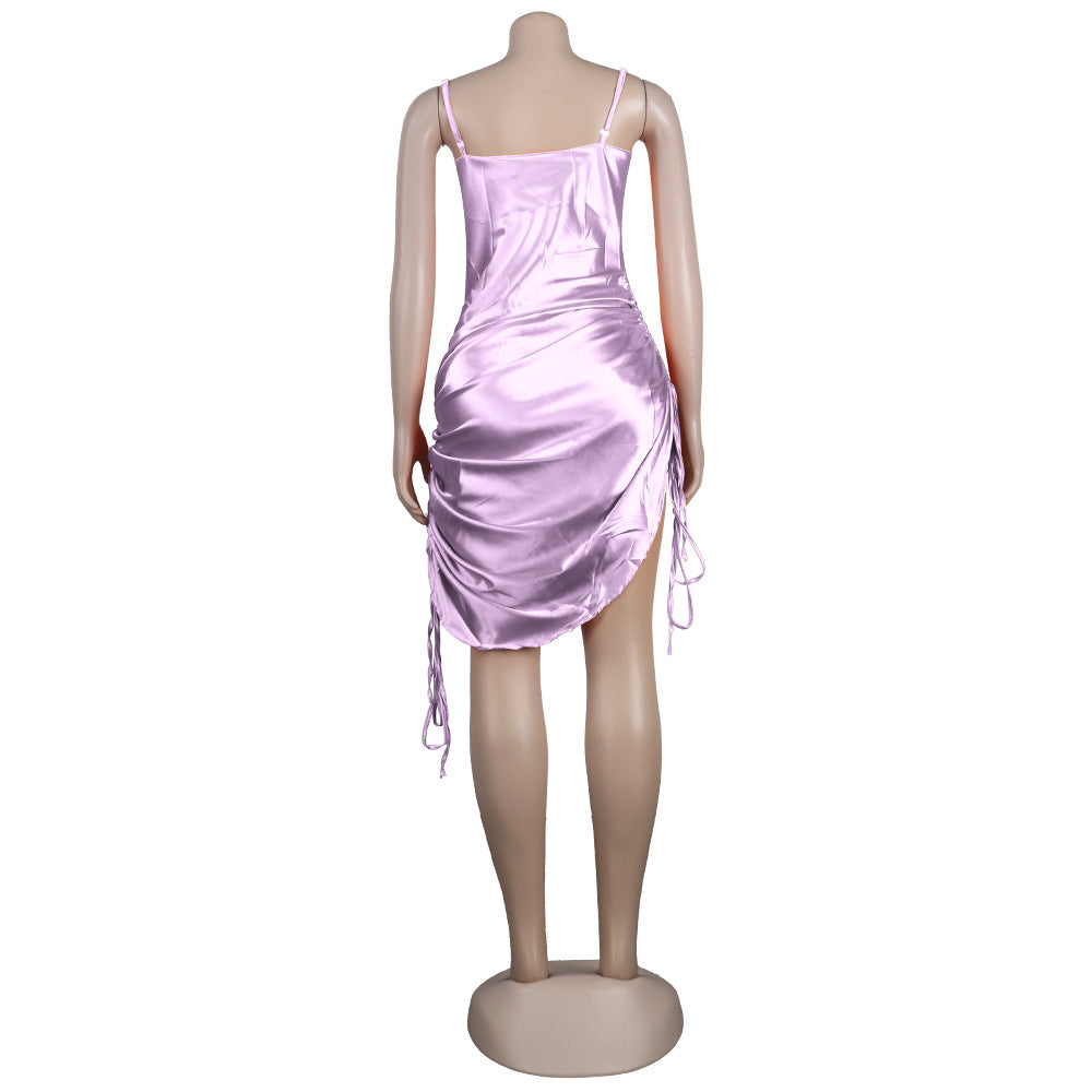 Sexy Strappy Deep V Double Drawstring Design Clubwear Dress 20