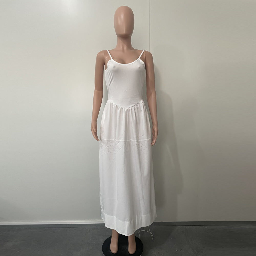 Women Chic Elegant Sexy U-Neck Low Back Strap Long Dress 6