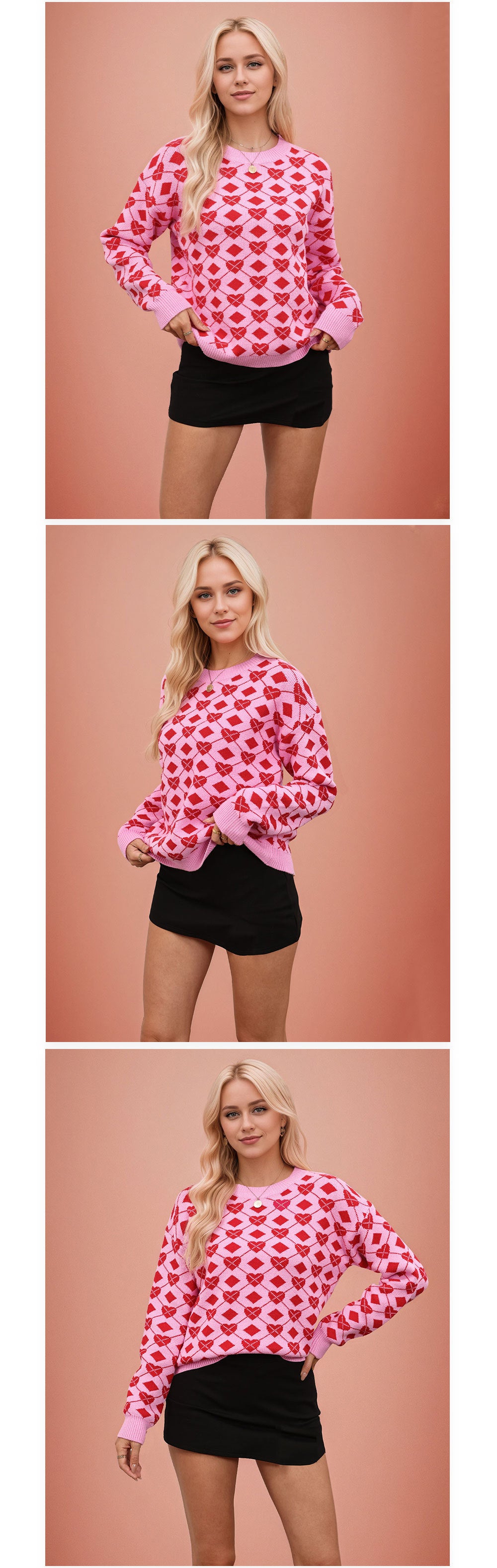 Women Autumn/Winter Heart Valentine's Day Sweater 11