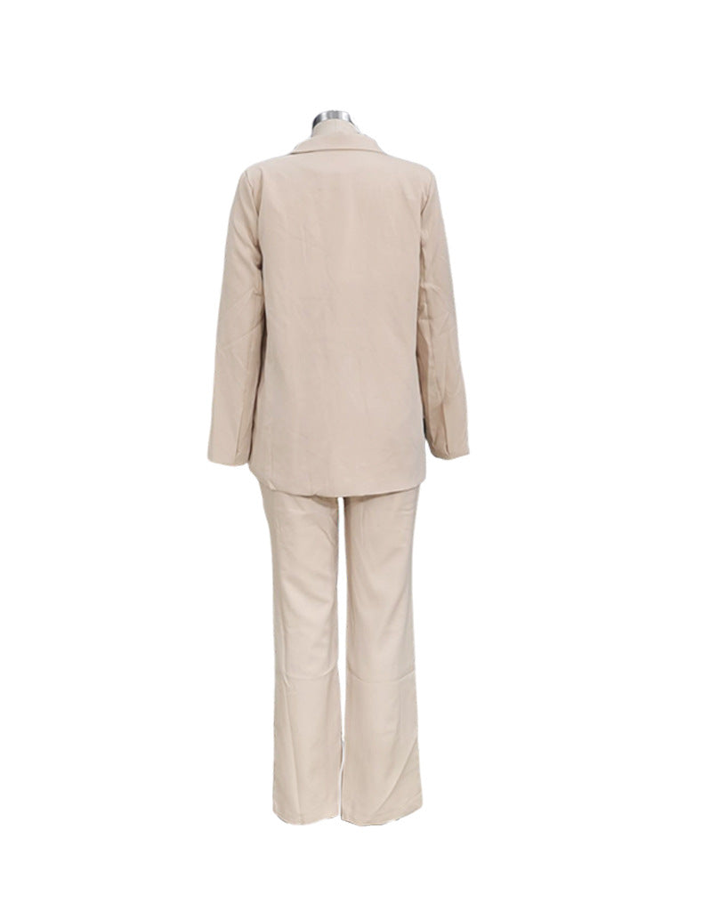 Fall Women Chic Solid Suit And Pants Two Piece 12