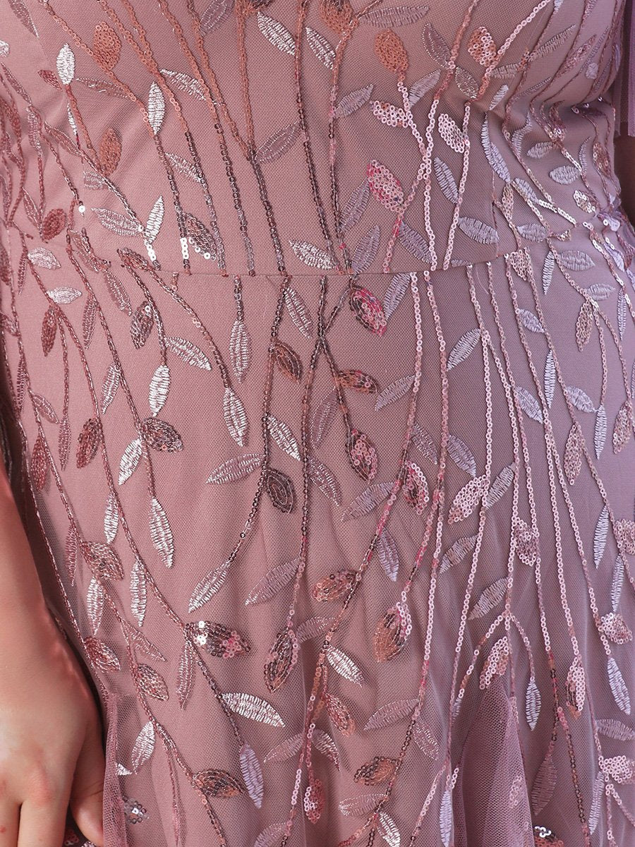 Evening Gown Plus Size Sequin Ball Gown Ruffle Sleeve Mermaid Swing Maxi Dress 10