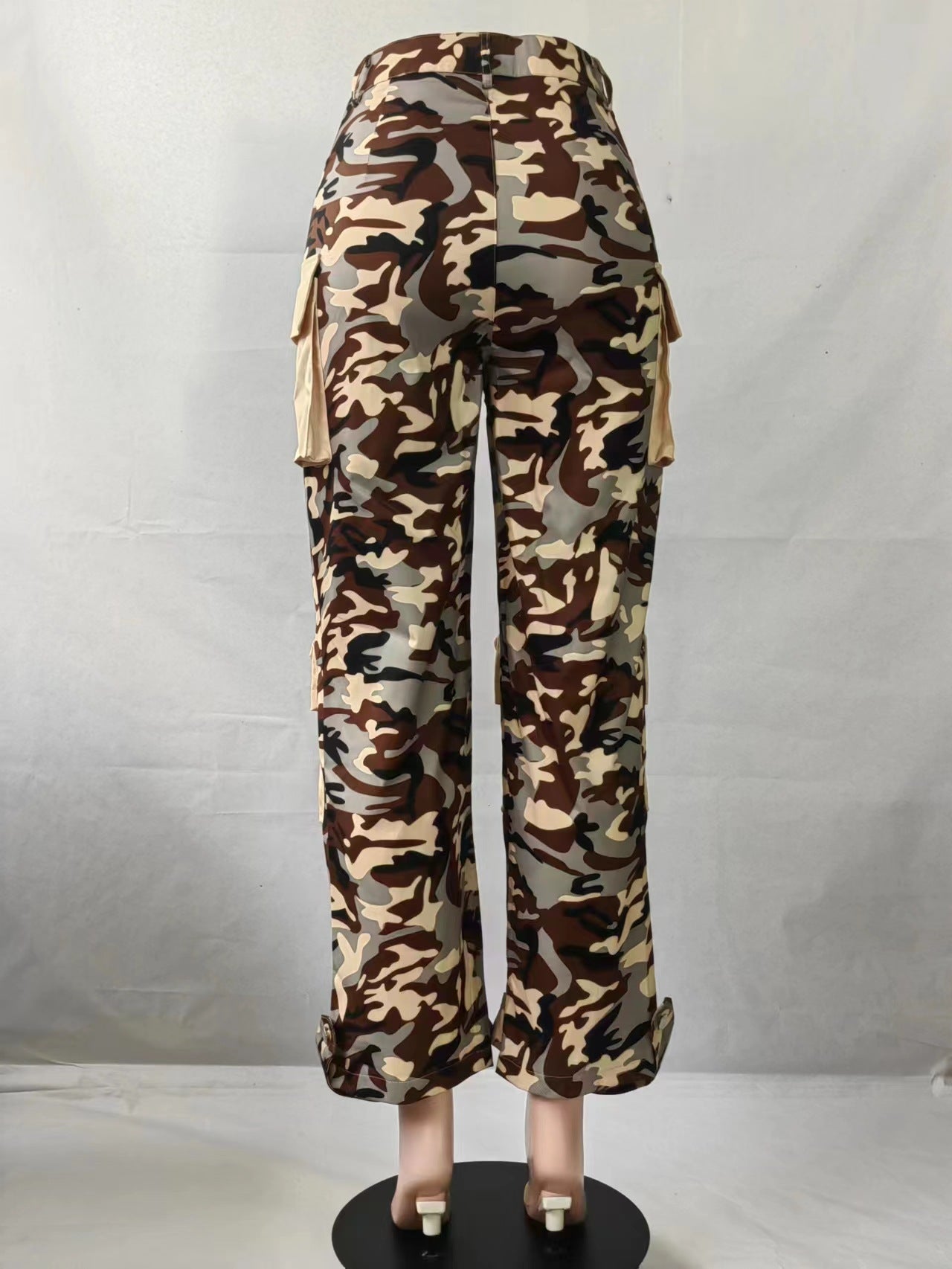 Women's High Waist Loose Straight Camouflage Printed Multi-Pocket Fashion Streetwear Cargo Pants 22