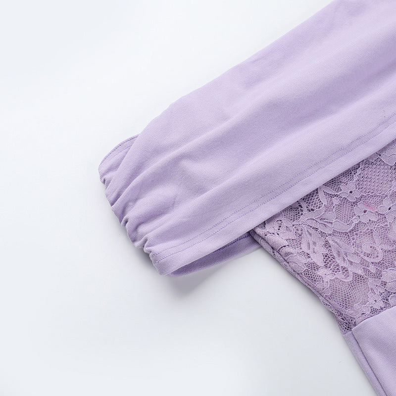 Women Strapless Off Shoulder Lace Patchwork Dress 14