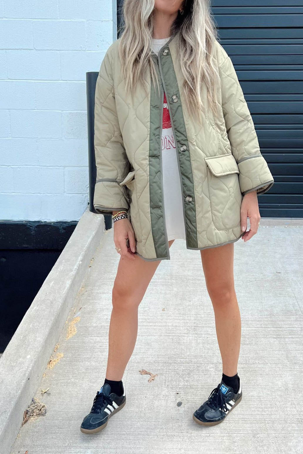 Women Autumn and Winter Pine Color Block Padded Jacket 18