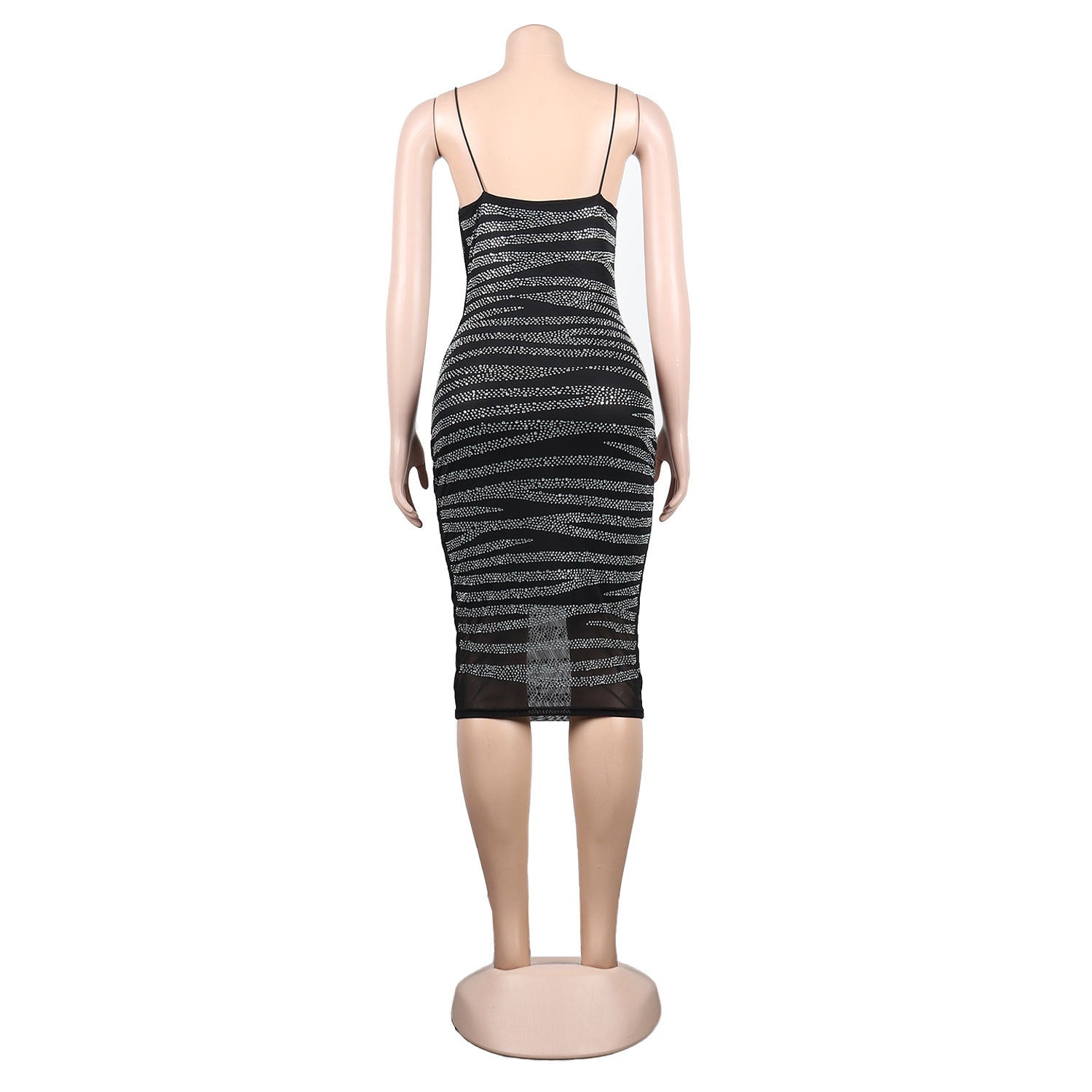 Women Sling Beaded See-Through Bodycon Dress 9