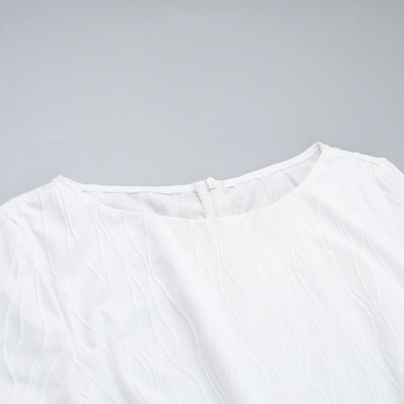 Autumn Chic Slim Texture Long Sleeve Ruffle Mini Dress 6