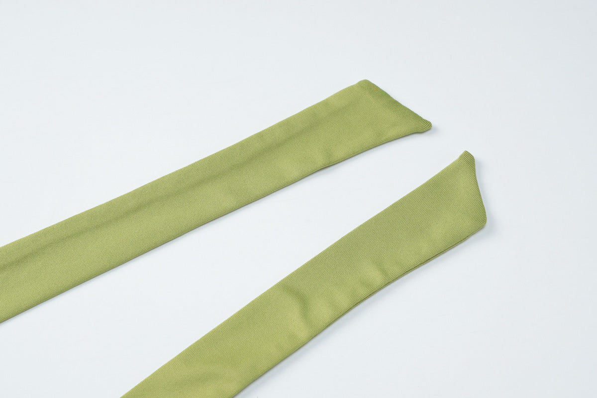 Women Sexy V-Neck Pleated Long Mesh Slit Halter Neck Dress 16