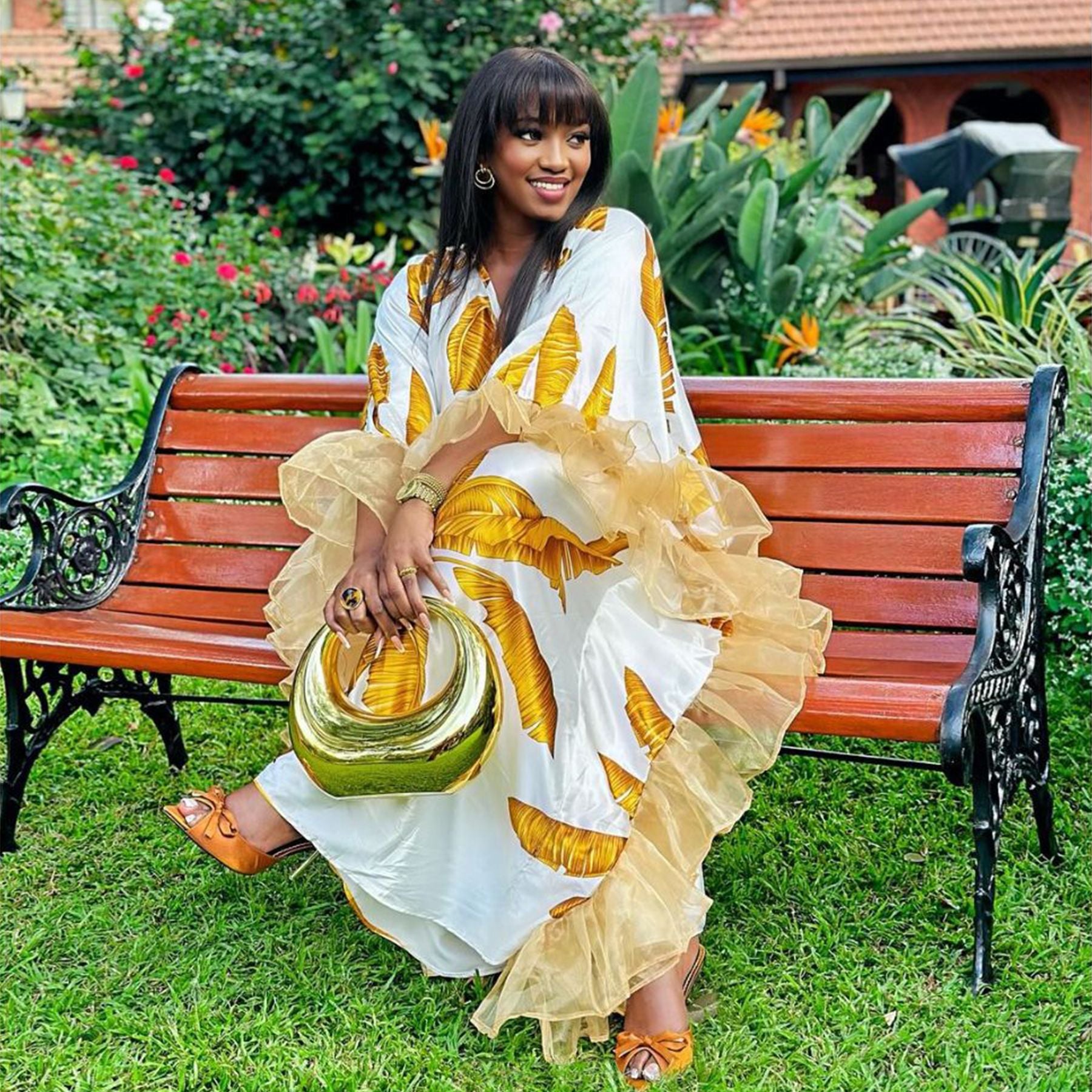 Women V-Neck Printed Loose Casual Dress 5