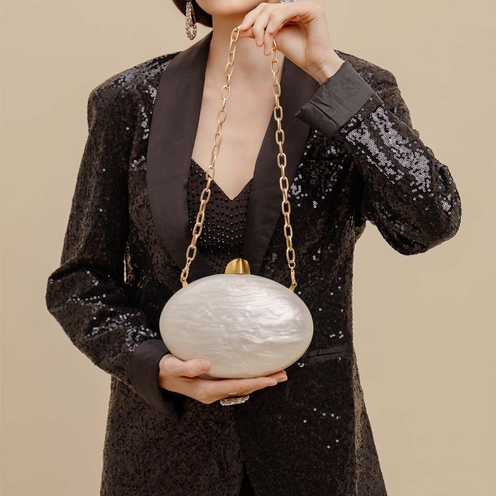 Beige Acrylic Evening Clutch Shoulder/Crossbody Wedding Bag