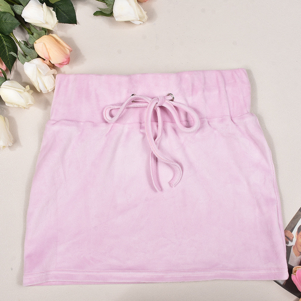 Women autumn and winter long-sleeved hooded Hoodies fleece and Skirt two-piece set 12