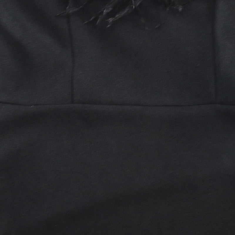 Spring Feather Deep V Sexy Tight Fitting Fashion Dress 18