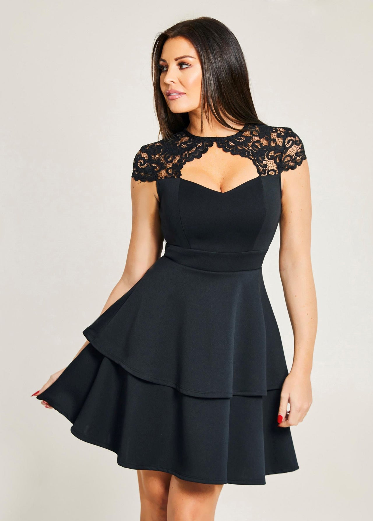 Women's Lace Mesh Patchwork Sexy Mini Dress