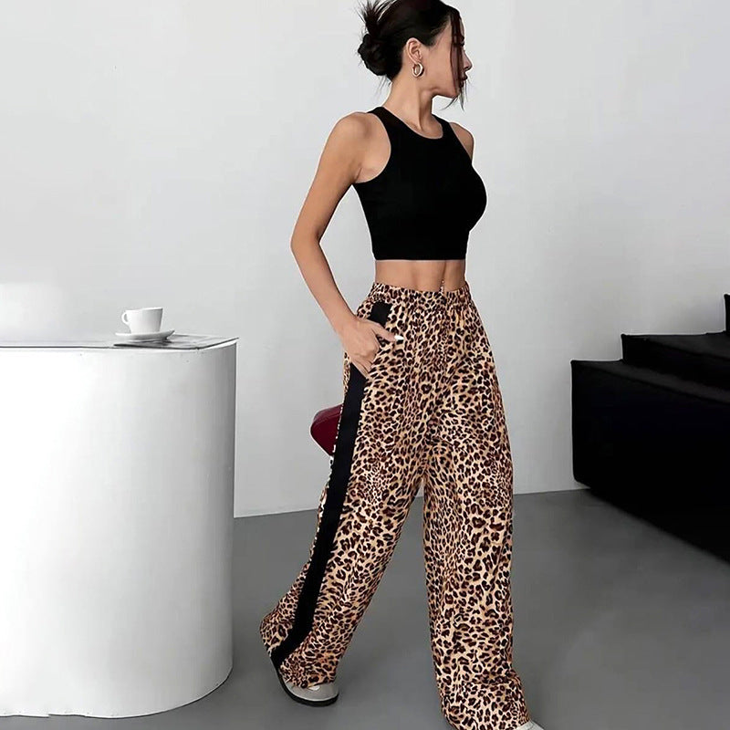 Women Fall/Winter Leopard Print Cropped Pants 11