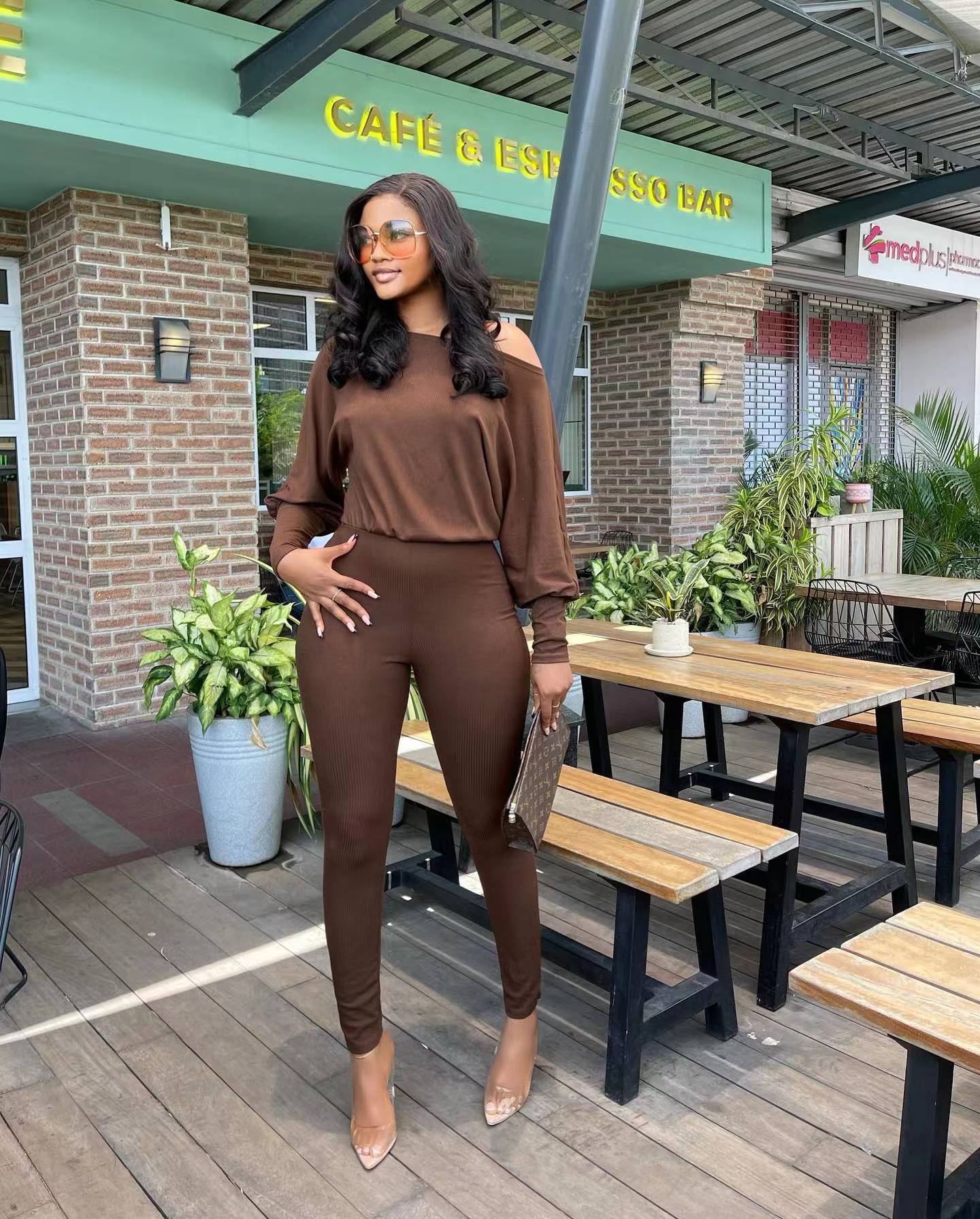 Women's Autumn And Winter Solid Color Slim Fit Fashion Long Sleeve Tight Fitting Jumpsuit 6