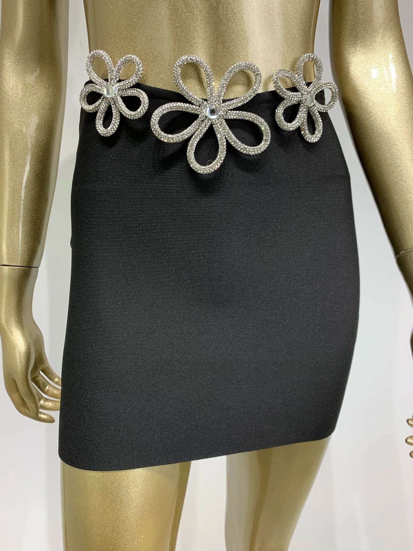 Women Sexy Embroidered Top and Bandage Skirt Two-piece Set 13