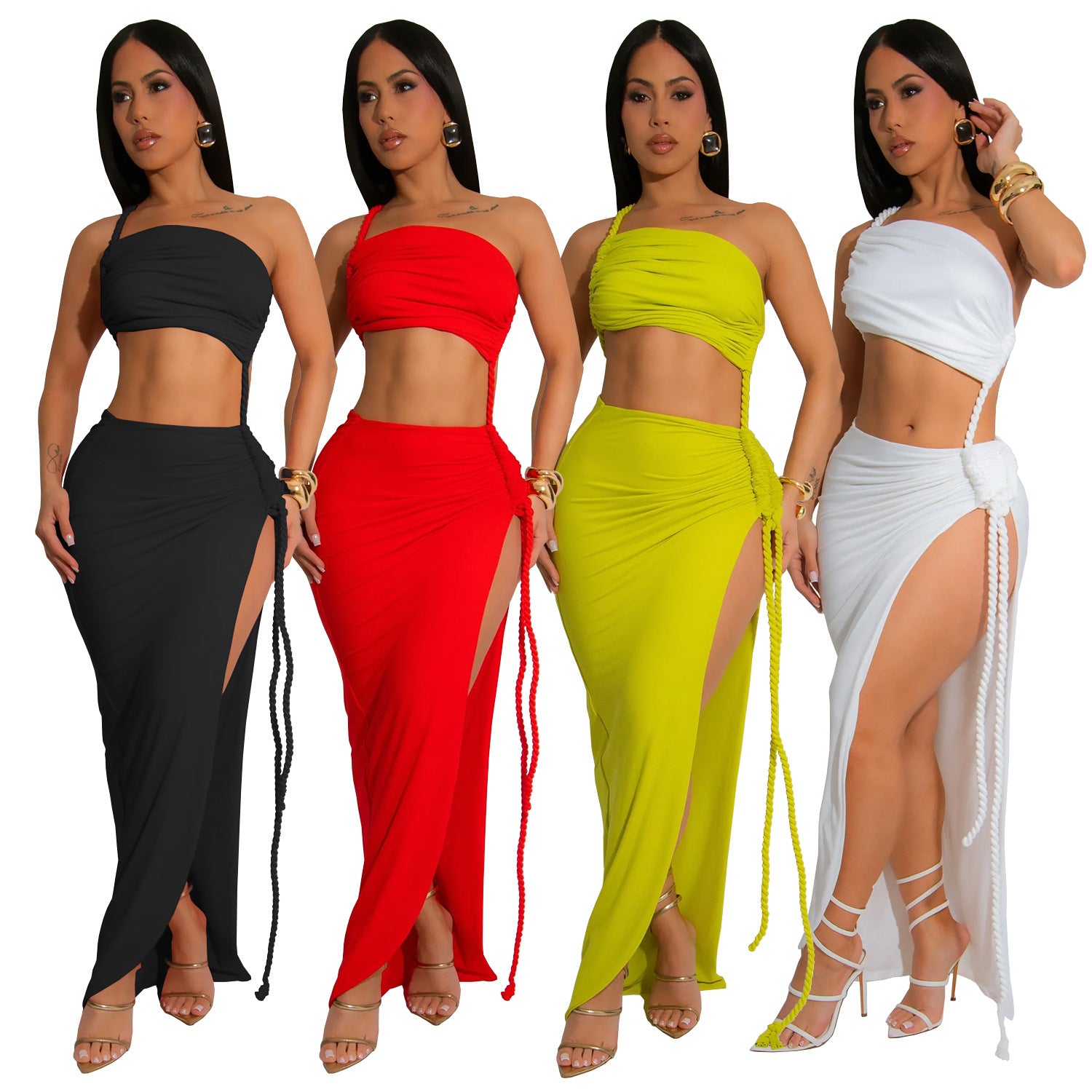 Women Summer Bodycon Slit Side Sexy Maxi Dress 9