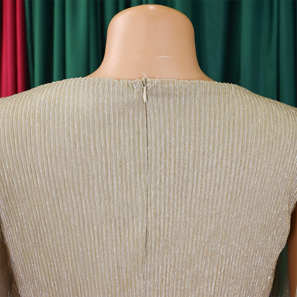 Belted V-Neck Chic Long Sleeve Cape Slim Waist Gown Dress 35