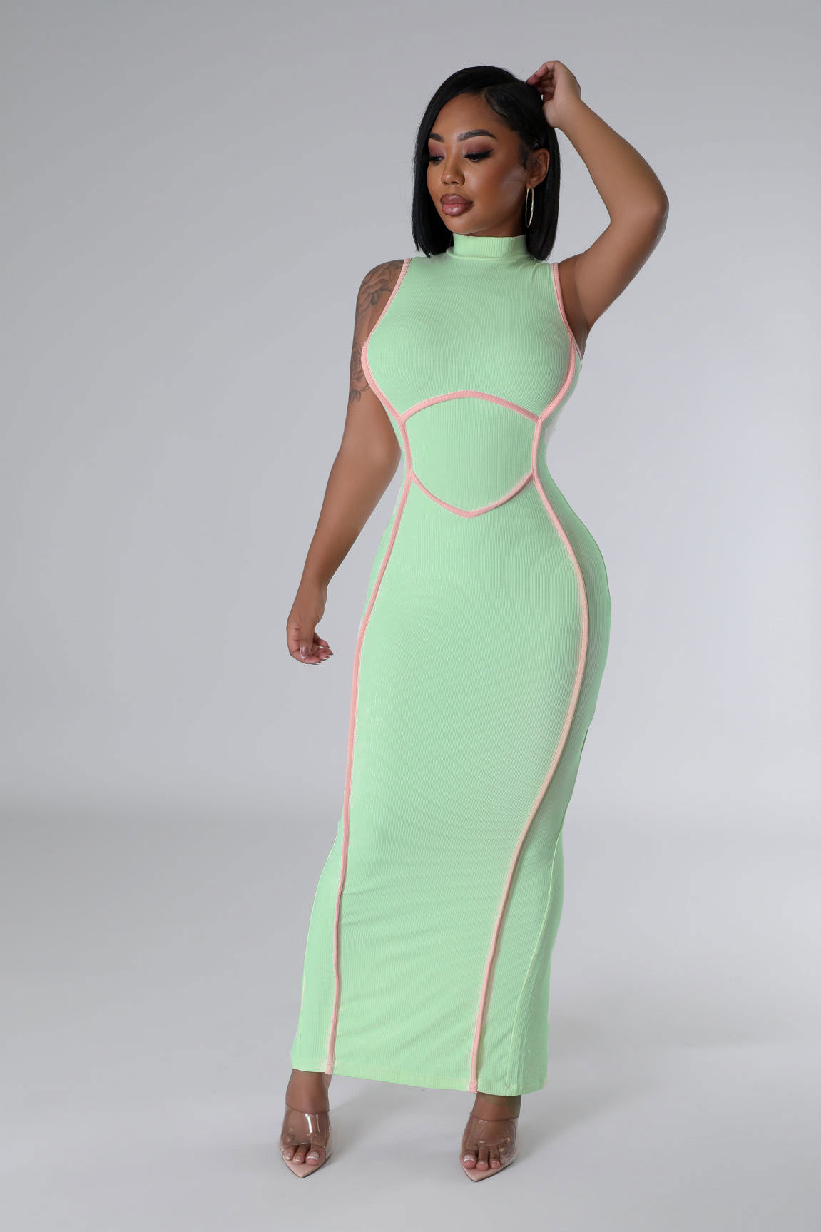 Casual Ribbed Patchwork Sleeveless Slim Long Dress 10